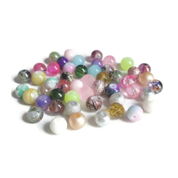 Lot De  50 Perles En Verre  8Mm (A) - Photo n°1