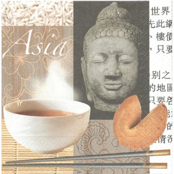 4 Serviettes en papier Asie Bouddha Thé Format Lunch - Photo n°1