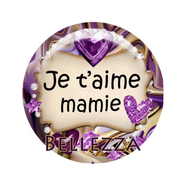 Cabochon en résine 25mm Mamie Gold violet - Photo n°1