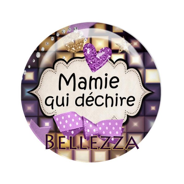 Cabochon en résine 25mm Mamie Gold violet - Photo n°1