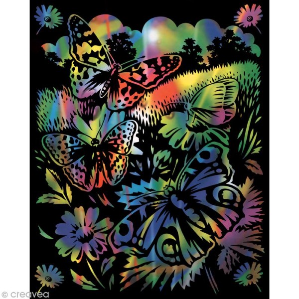 Carte à gratter Reeves Arc en ciel Papillons - 20 x 25 cm - Photo n°1
