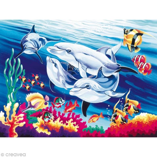 Peinture au numéro Reeves - Les dauphins - Photo n°1