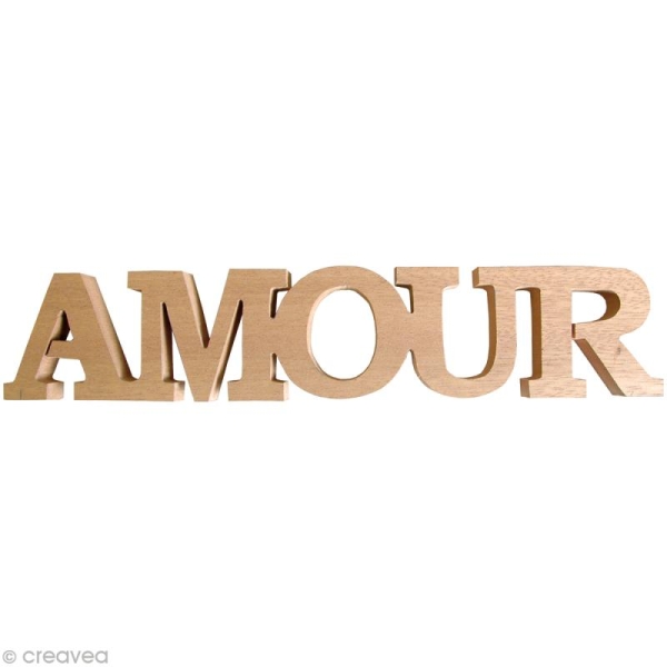 Mot Amour (Majuscules) en bois à décorer - 36 x 7 cm - Photo n°1