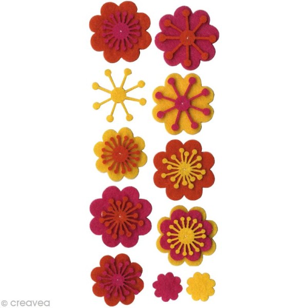 Forme en Feutrine Décoration Fleurs Fun x 11 - Photo n°1