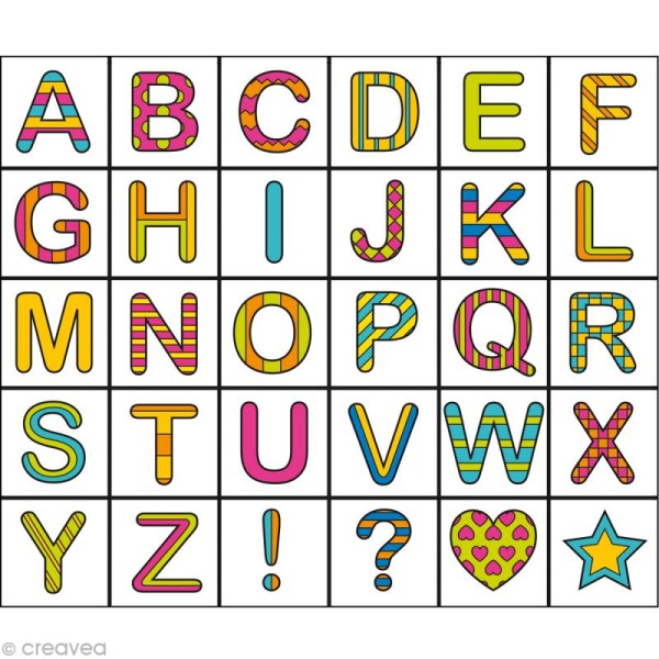 Kit tampon Alphabet - 30 tampons - 1 encreur - 5 crayons de couleurs - Photo n°1