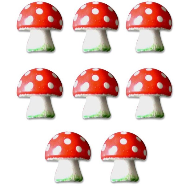 Lot 8 champignons rouges en bois peint - Photo n°1