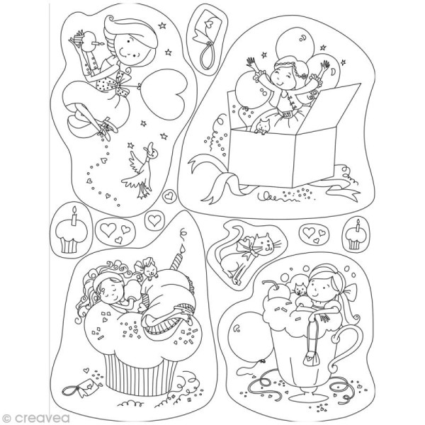Tampon Clear Stamps Pergamano - Anniversaire Fille (41914) - Photo n°1
