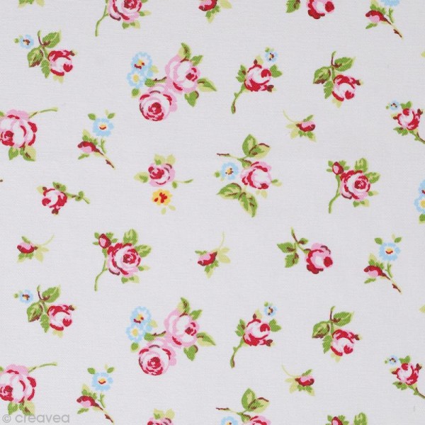 Tissu Coton Patchwork  Rosebud - 50 x 137 cm et son ruban - Photo n°1