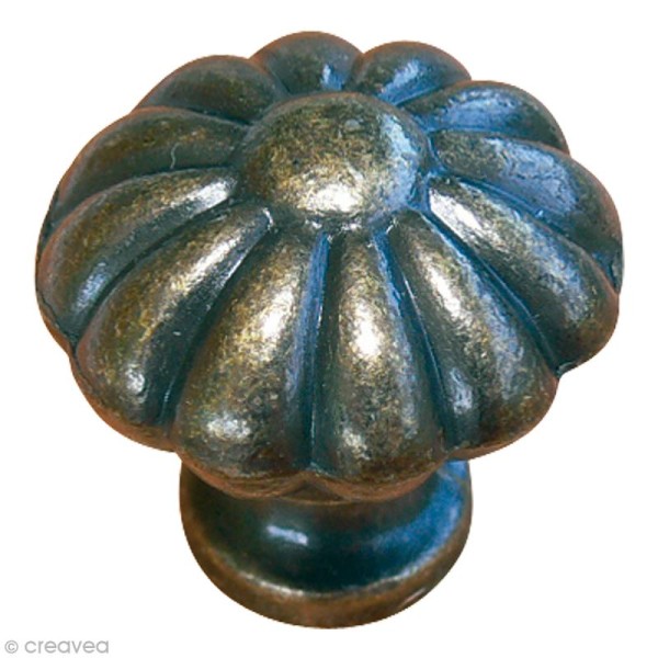 Poignée cartonnage - 2 Boutons Firenze - Bronze Antique - 2 vis - diam 22 mm - Photo n°1