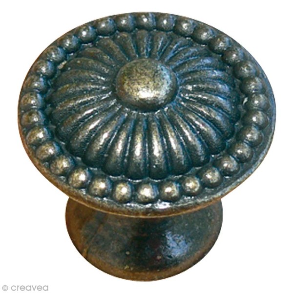 Poignée cartonnage - 4 Boutons Roma - Bronze Antique - diam 19 mm - Photo n°1