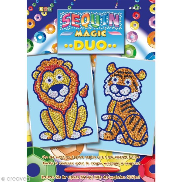 Tableau en sequin Sequins magic - Duo Lion et Tigre - Photo n°1