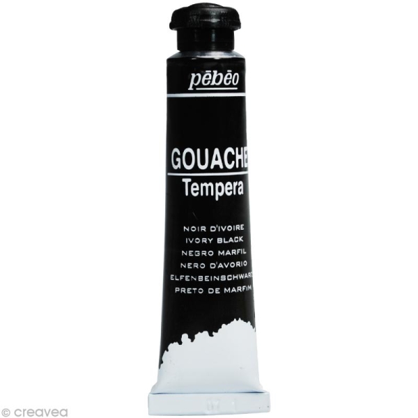 Gouache Pebeo Tempera Noir d'Ivoire - tube 20 ml - Photo n°1