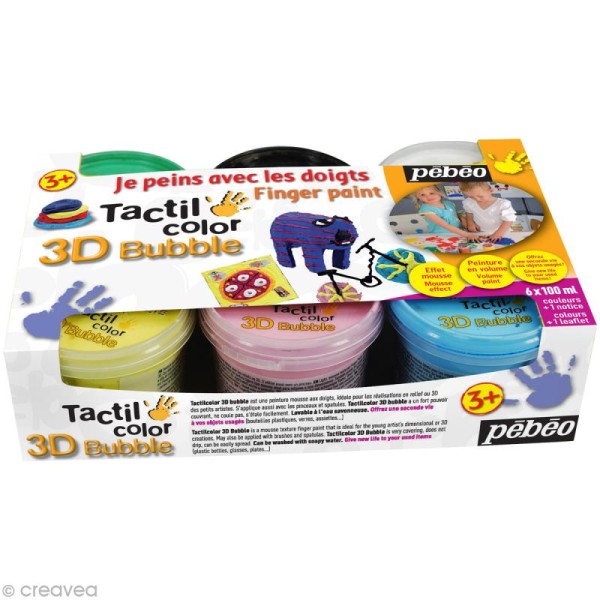 Kit de peinture aux doigts Tactil Color - 3d Bubble Classique - 6 x 100 ml - Photo n°1
