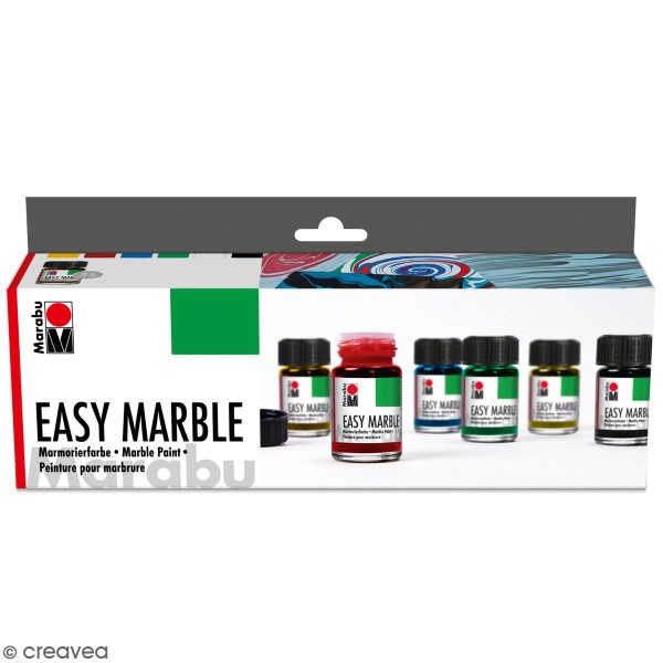 Kit peinture Easy Marble pour la marbrure 6 x 15 ml - Photo n°1