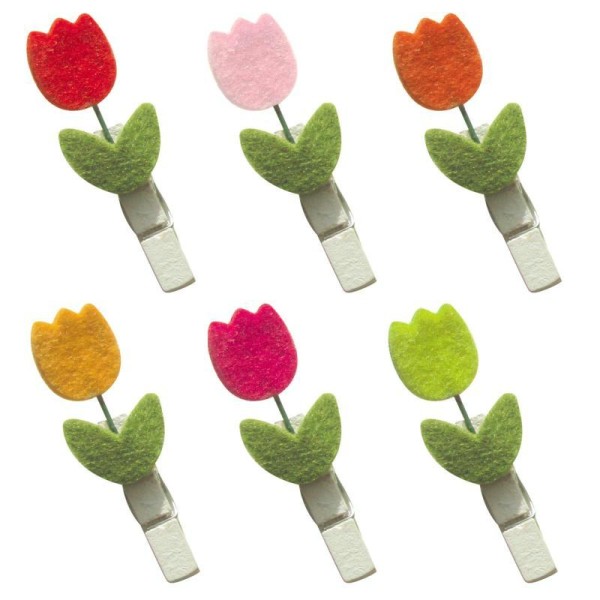 Pinces à linge 4,7 cm moyenne tulipe x6 - Photo n°1