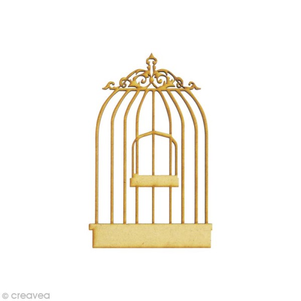 Forme en bois Oiseau - Cage oiseau 1 petit - MDF 3,5 x 5,7 cm - Photo n°1