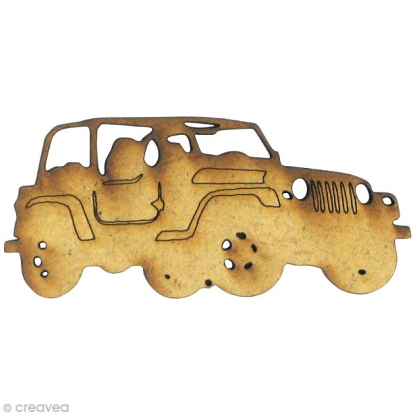 Forme en bois Transport - Jeep - MDF 5,6 x 2,5 cm - Photo n°1