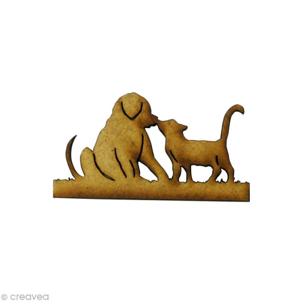Forme en bois Animal - Chiot et chaton - MDF 4,7 x 2,3 cm - Photo n°1