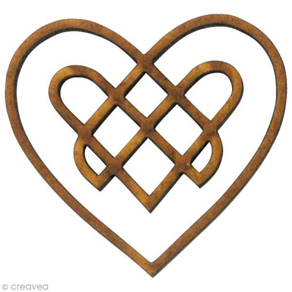 Forme en bois Amour - Coeur celte - MDF 4 x 3,9 cm - Photo n°1