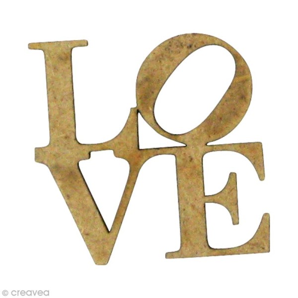 Forme en bois Amour - Love carré Mini - MDF 2,5 x 2,5 cm - Photo n°1