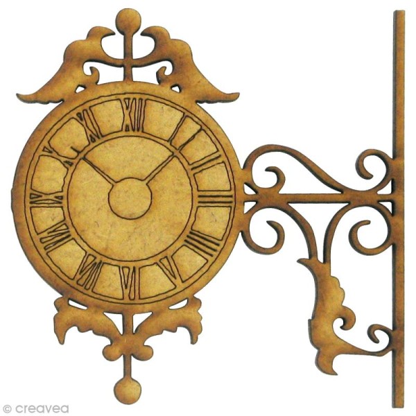 Forme en bois Divers - Horloge gravée - MDF 5,7 x 5,7 cm - Photo n°1