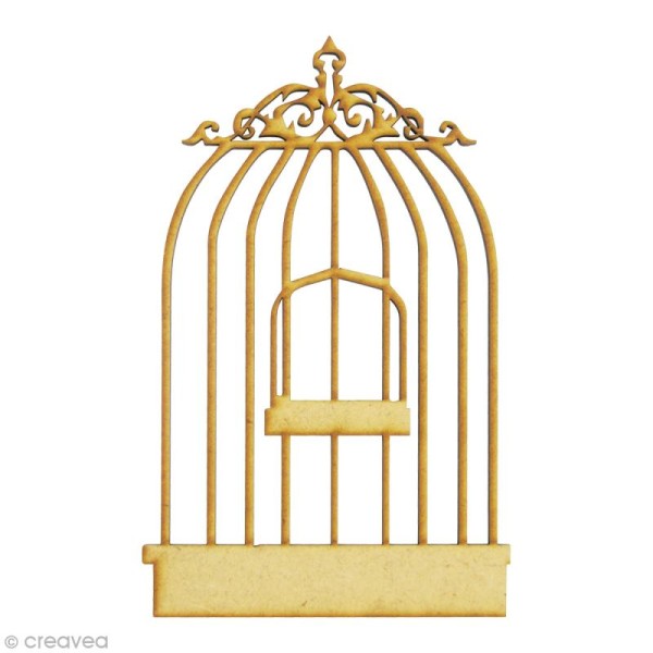 Forme en bois Oiseau - Cage oiseau 1 moyen - MDF 5,7 x 9,3 cm - Photo n°1