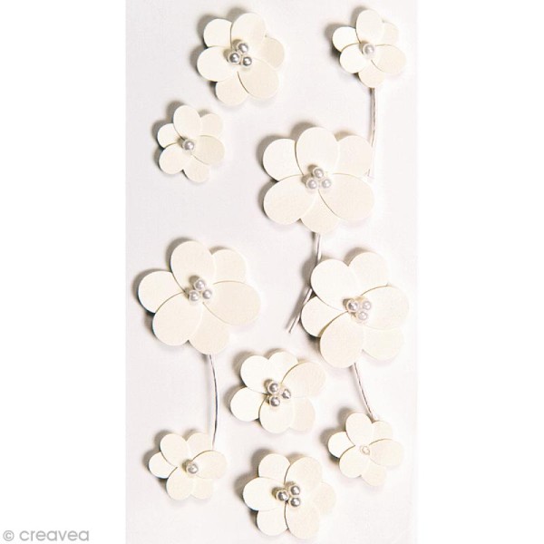 Sticker 3D - Fleurs blanches rondes x 10 - Photo n°1