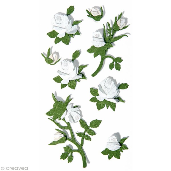 Sticker 3D - Roses blanches x 8 - Photo n°1