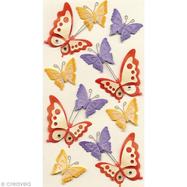 Sticker 3D - Papillons colorés x 12 - Photo n°1