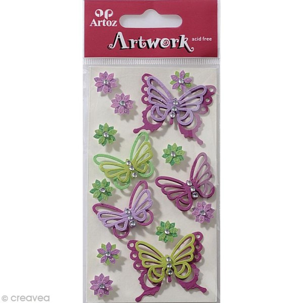 Sticker 3D - Papillon Lilas x 15 - Photo n°1