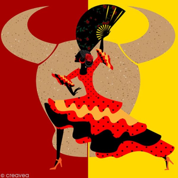 Image 3D Femme - Flamenco et taureau - 30 x 30 cm - Photo n°1