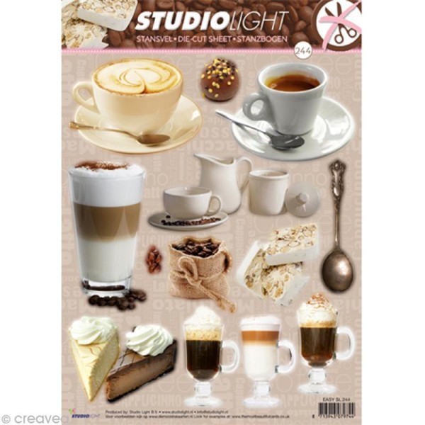 Carte 3D prédécoupée - Cafés - Gâteaux - 21 x 29,7 cm - N°244 - Photo n°1