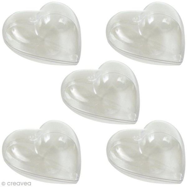 Coeur plastique Transparente pour contact alimentaire - 6 cm x 5 - Photo n°1