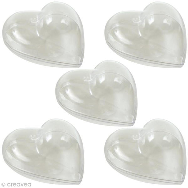 Coeur plastique Transparente pour contact alimentaire - 8 cm x 5 - Photo n°1