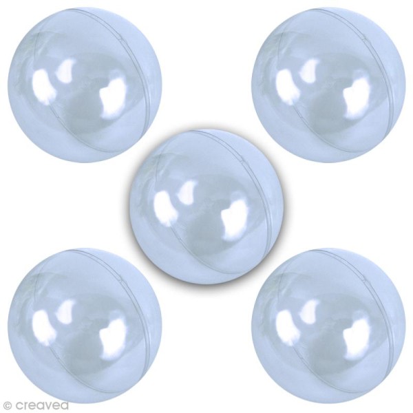 Boule plastique cristal Bleu pour contact alimentaire - 5cm x 5 - Photo n°1