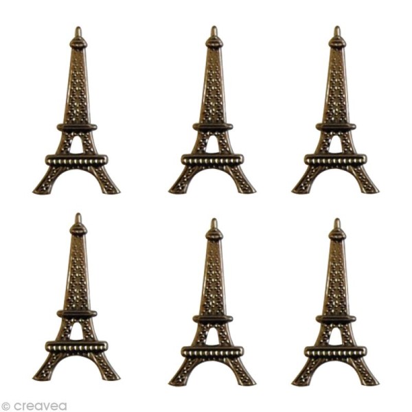 Attaches Parisiennes Scrapbooking - 6 brads Tour Eiffel - Photo n°1