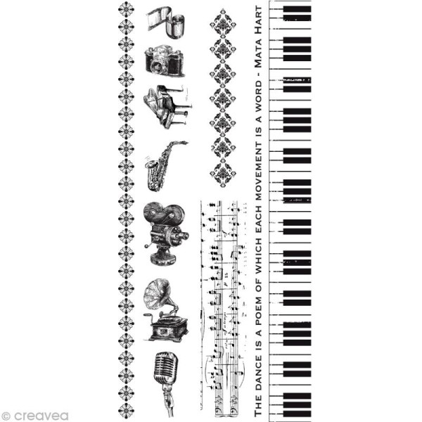 Transfert Instruments de musique - 1 planche de décalcomanies - Photo n°1