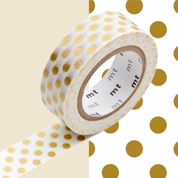 Masking Tape - Deco - Or gros pois - 15 mm x 10 m - Photo n°1