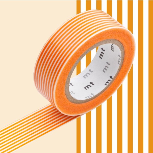 Masking Tape - Deco - Orange Rayé - 15 mm x 10 m - Photo n°1