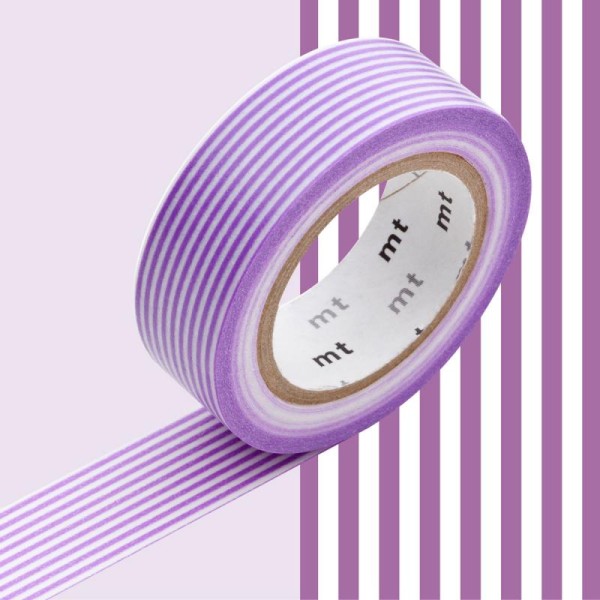 Masking Tape - Deco - Violet Rayé - 15 mm x 10 m - Photo n°1