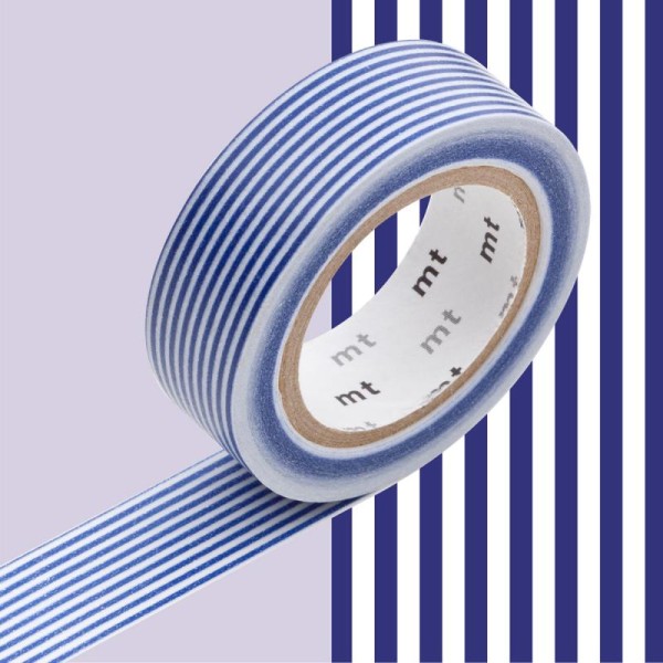 Masking Tape - Deco - Bleu Rayé - 15 mm x 10 m - Photo n°1