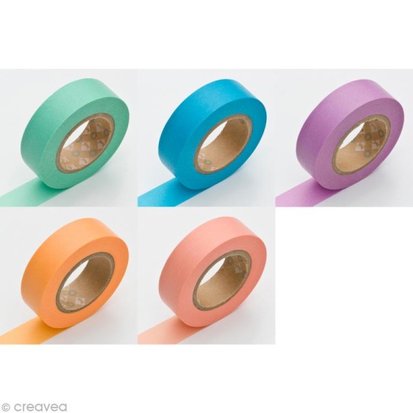 Masking Tape - Bright colors - Assortiment de 5 rouleaux - C - 15 mm x 10 m - Photo n°1