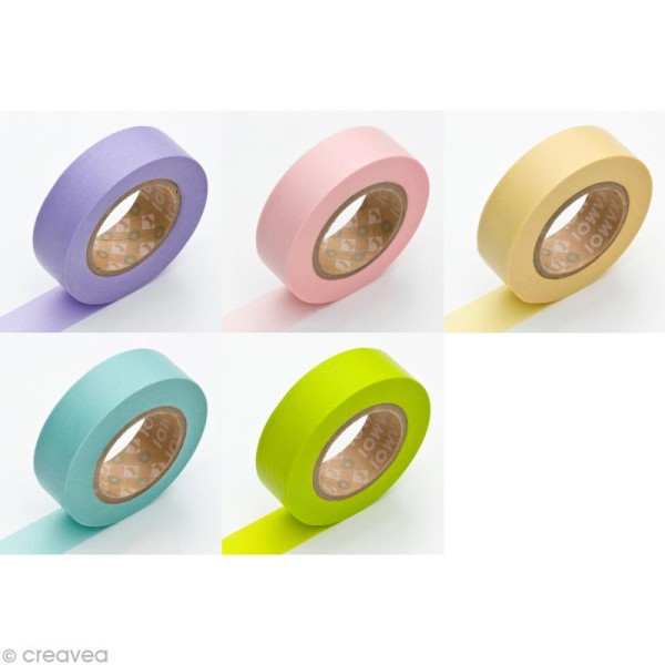 Masking Tape - Bright colors - Assortiment de 5 rouleaux - D - 15 mm x 10 m - Photo n°1