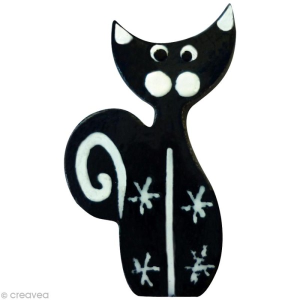 Chat noir assis miniature autocollante x 8 - Photo n°1