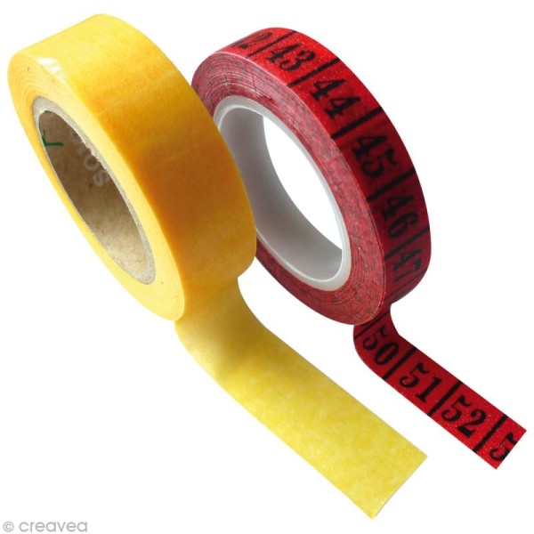 Masking tape PW - Jaune / rouge - 2 rouleaux - Photo n°1