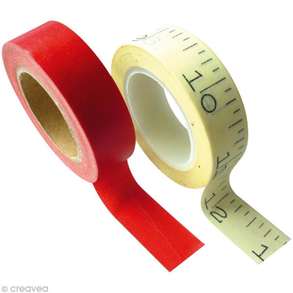 Masking tape PW - Rouge / Ivoire - 2 rouleaux - Photo n°1