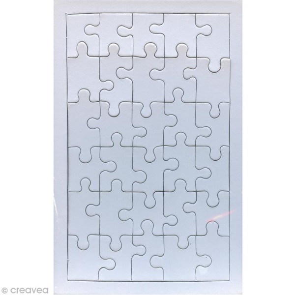 Puzzle en carton blanc à décorer 30 pièces x 10 - Photo n°1