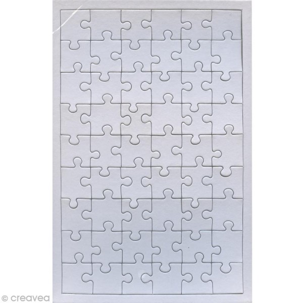 Puzzle en carton blanc à décorer 54 pièces x 10 - Photo n°1