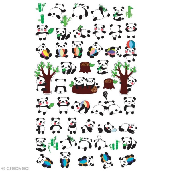 Funny stickers - epoxy - Bébé Panda x 51 - Photo n°1