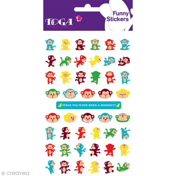 Funny stickers - epoxy - Singe qui rit x 42 - Photo n°2